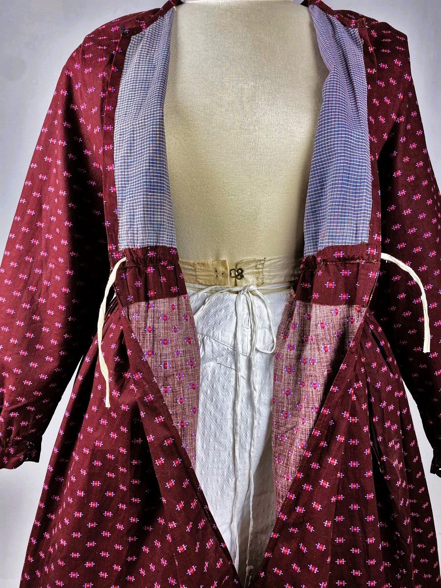 Vers 1860 une robe provençale en coton imprimé - état exceptionnel-photo-2