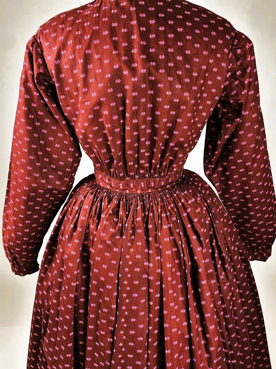 Vers 1860 une robe provençale en coton imprimé - état exceptionnel-photo-4