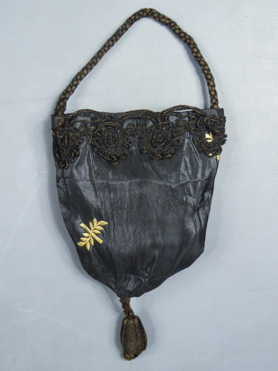 Embroidered Moiré Doll Dress With Matching Reticule—napoleon III Period -photo-4