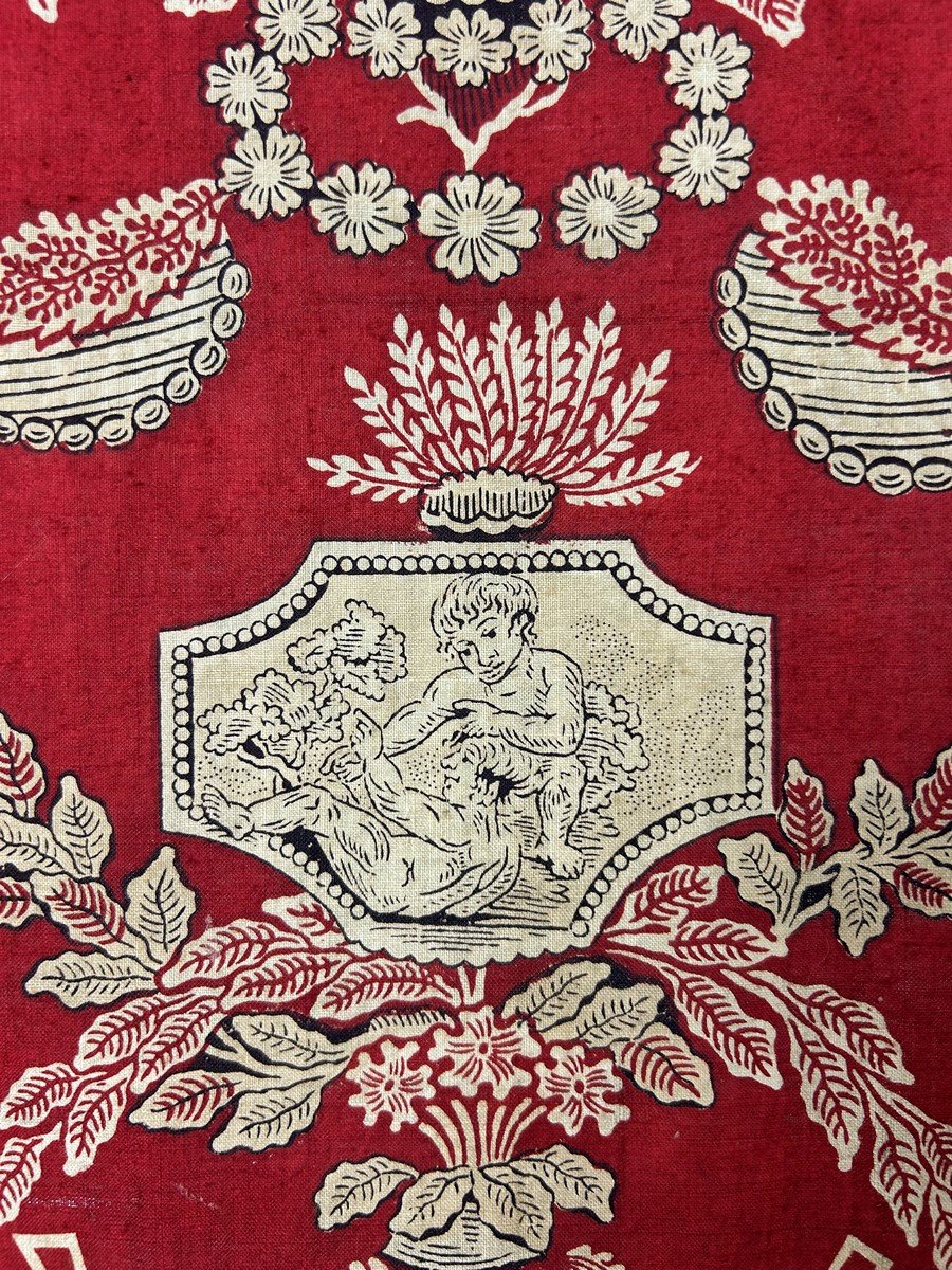Une pente en Toile de Normandie imprimée Garance de scènes de Bacchus - France Circa 1805-photo-2