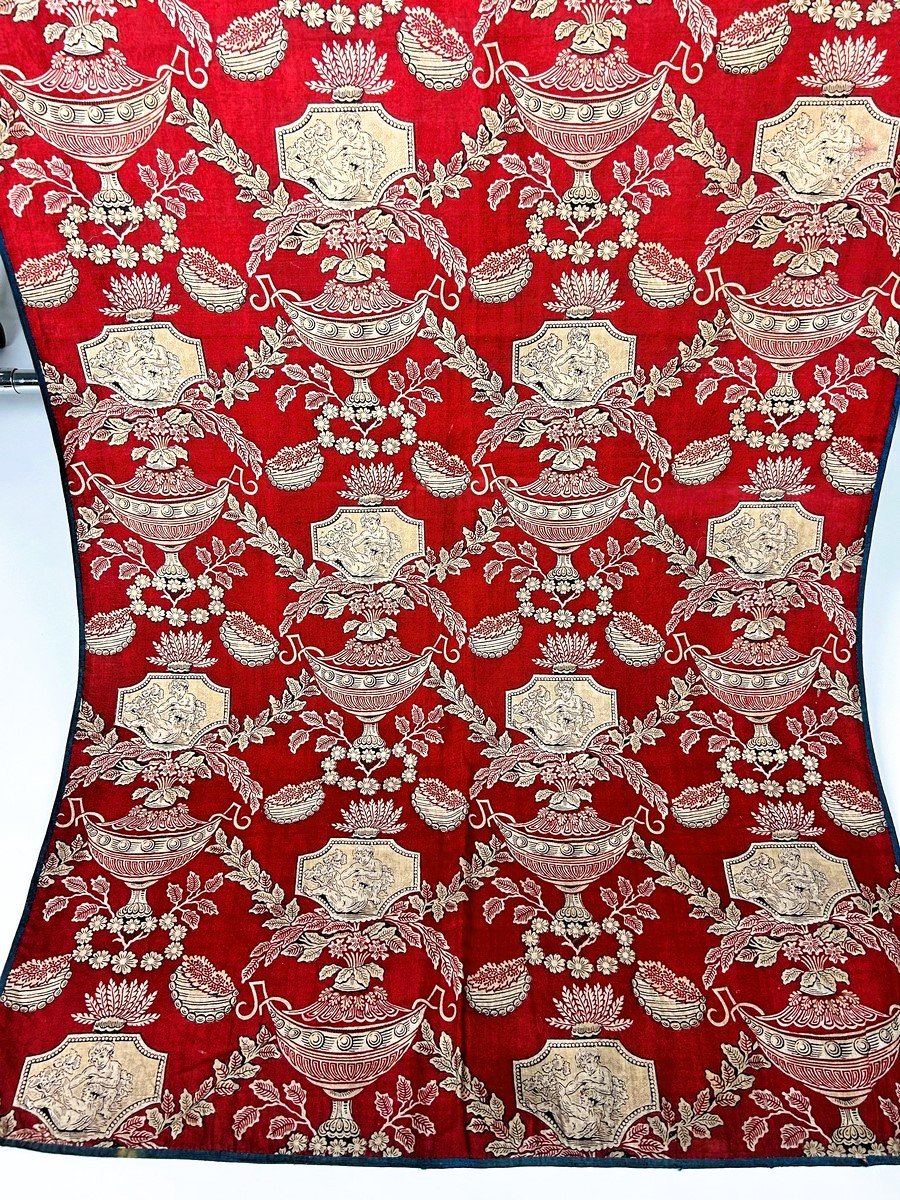 Une pente en Toile de Normandie imprimée Garance de scènes de Bacchus - France Circa 1805