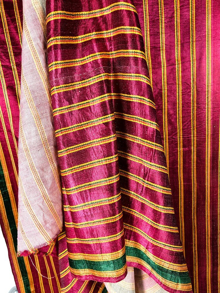 Masrhu - Indian Satin Sari With Silk And Cotton Stripes - Gujarat, Circa 1940-photo-3