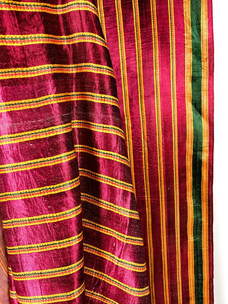 Masrhu - Indian Satin Sari With Silk And Cotton Stripes - Gujarat, Circa 1940-photo-4