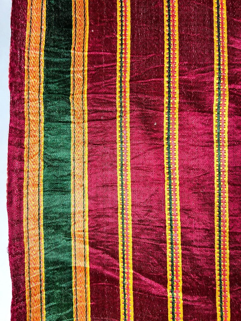 Masrhu - Indian Satin Sari With Silk And Cotton Stripes - Gujarat, Circa 1940-photo-5