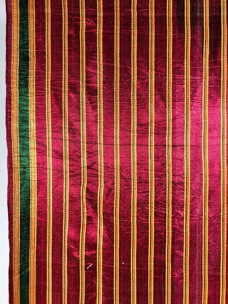 Masrhu - Indian Satin Sari With Silk And Cotton Stripes - Gujarat, Circa 1940-photo-6