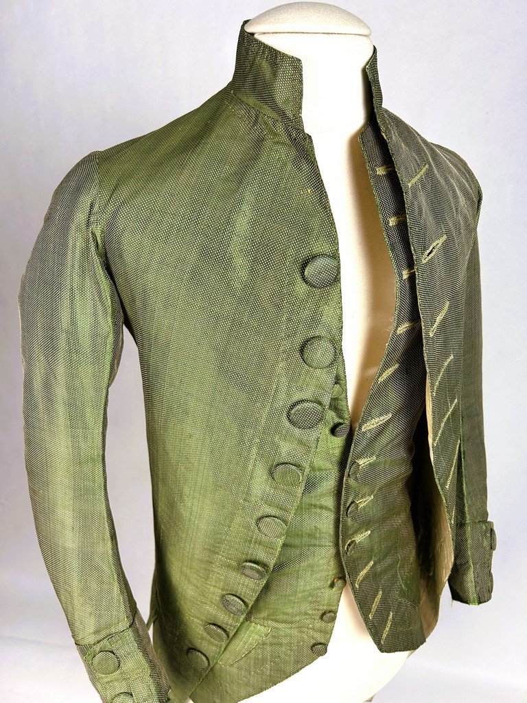 Habit et Gilet de gentilhomme en taffetas Miniature vert jaune - France Circa 1785-photo-1