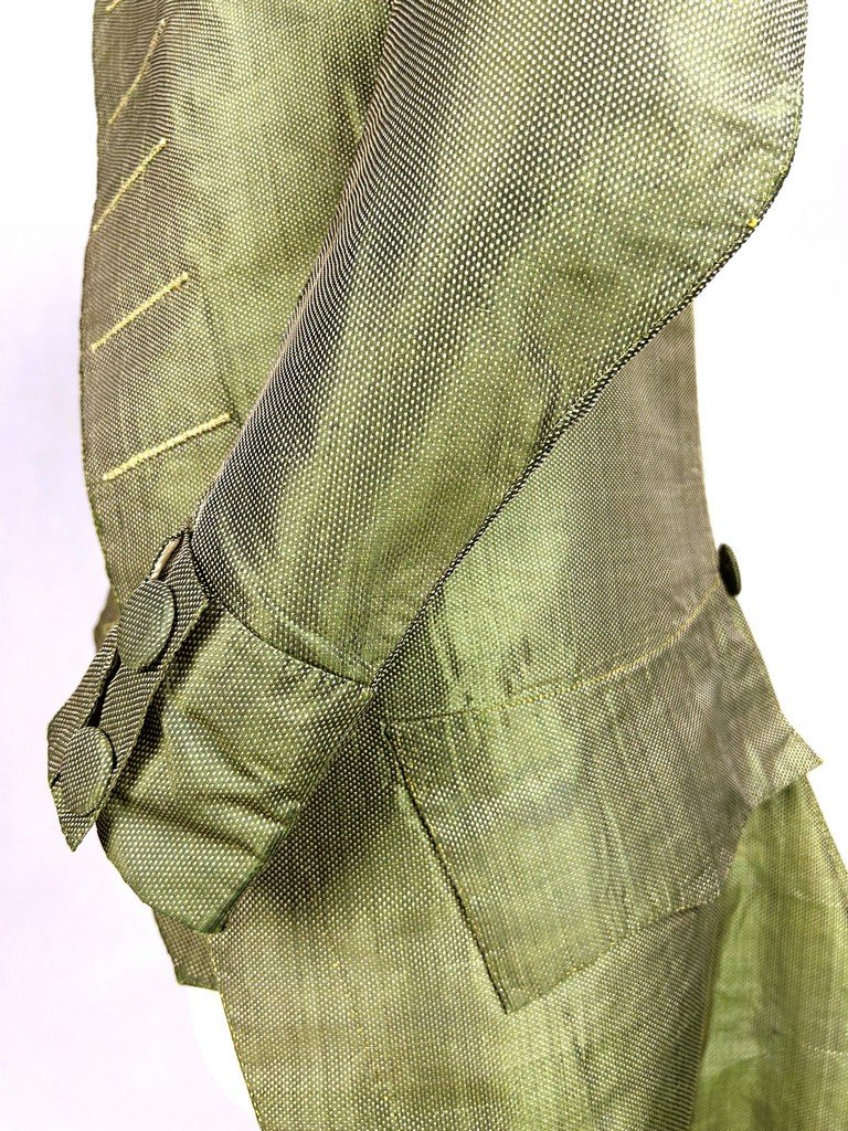 Habit et Gilet de gentilhomme en taffetas Miniature vert jaune - France Circa 1785-photo-5