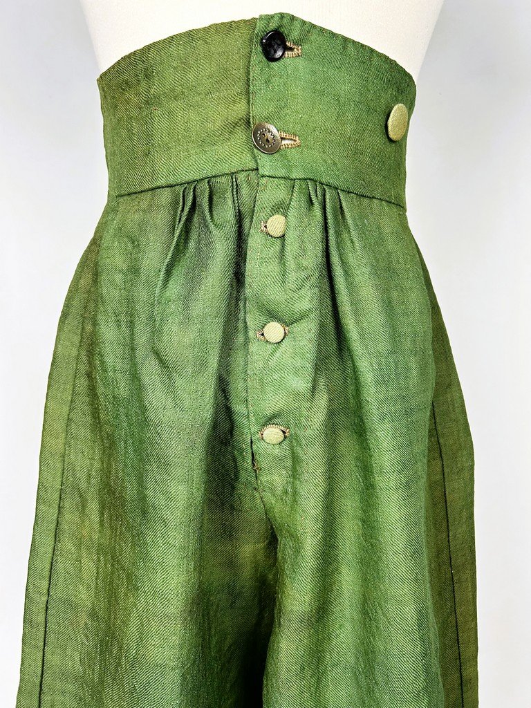 Trousers From An “incroyable” Outfit, Made Of Green-and-yellow Wool Twill—france, Circa 1795–1805-photo-3