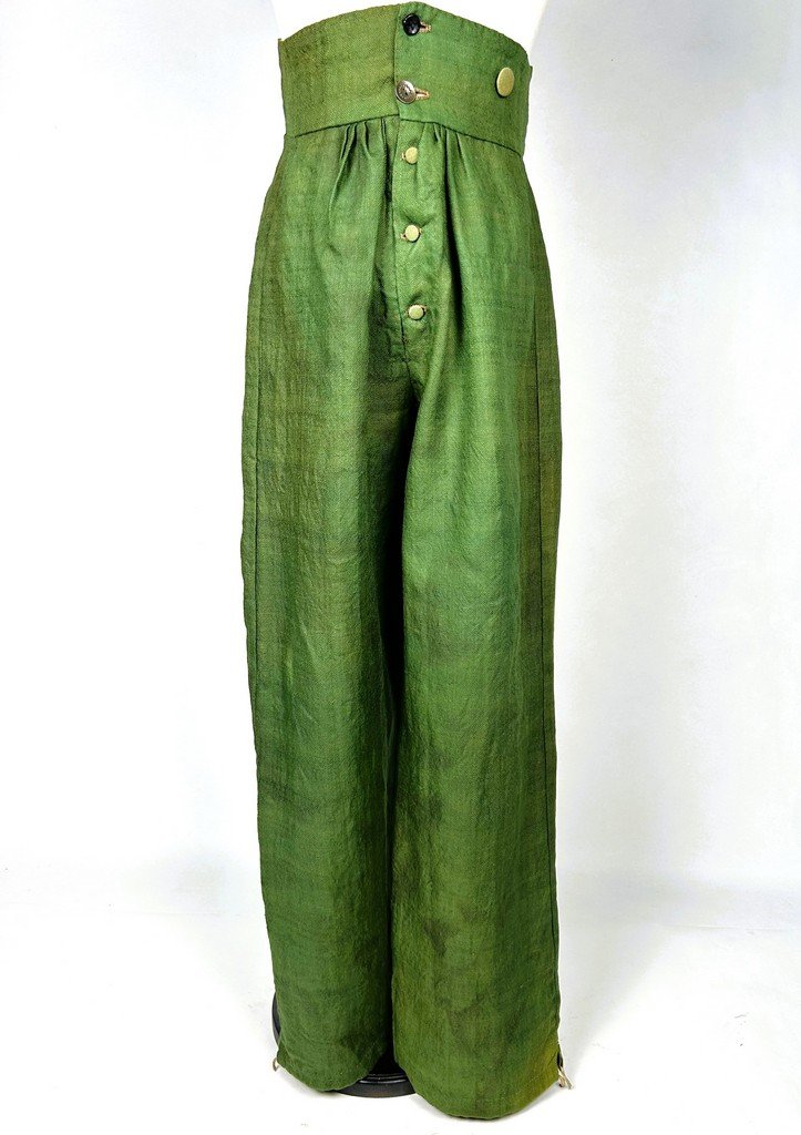 Trousers From An “incroyable” Outfit, Made Of Green-and-yellow Wool Twill—france, Circa 1795–1805-photo-4
