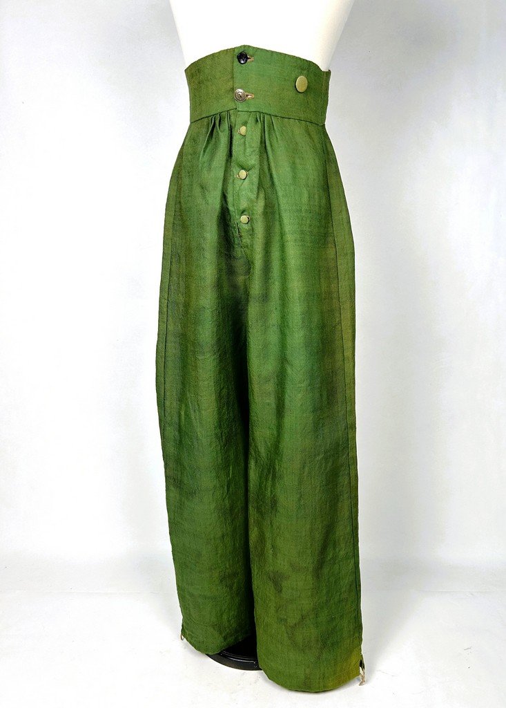 Trousers From An “incroyable” Outfit, Made Of Green-and-yellow Wool Twill—france, Circa 1795–1805-photo-2