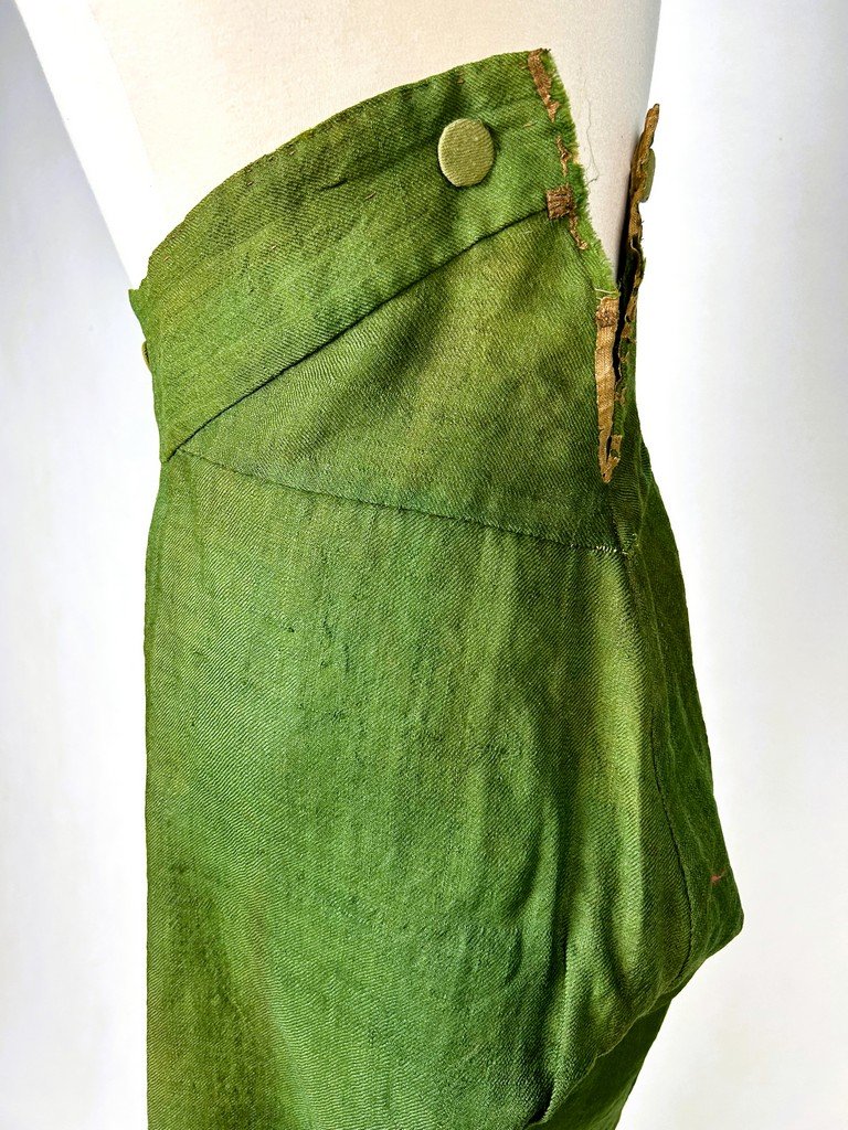 Trousers From An “incroyable” Outfit, Made Of Green-and-yellow Wool Twill—france, Circa 1795–1805-photo-3