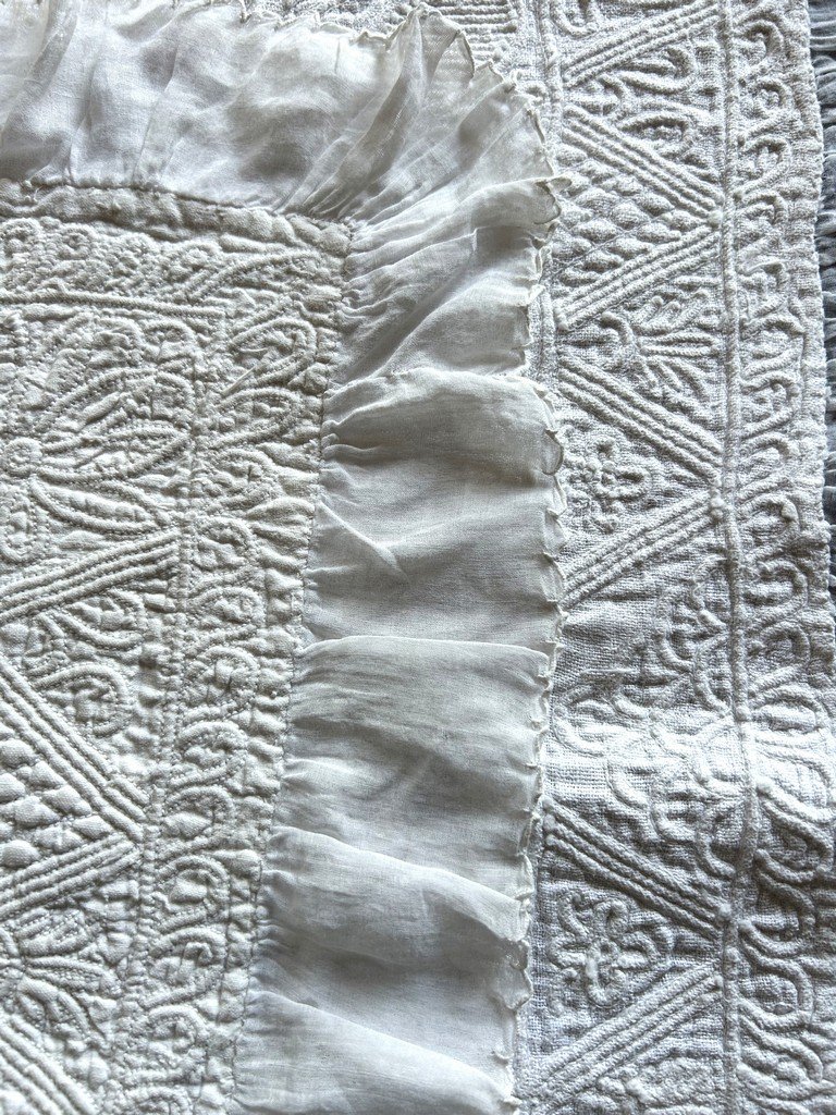 Marseille-style Quilt - Petassoun With Ruffles - Provence, Late 18th Century-photo-5