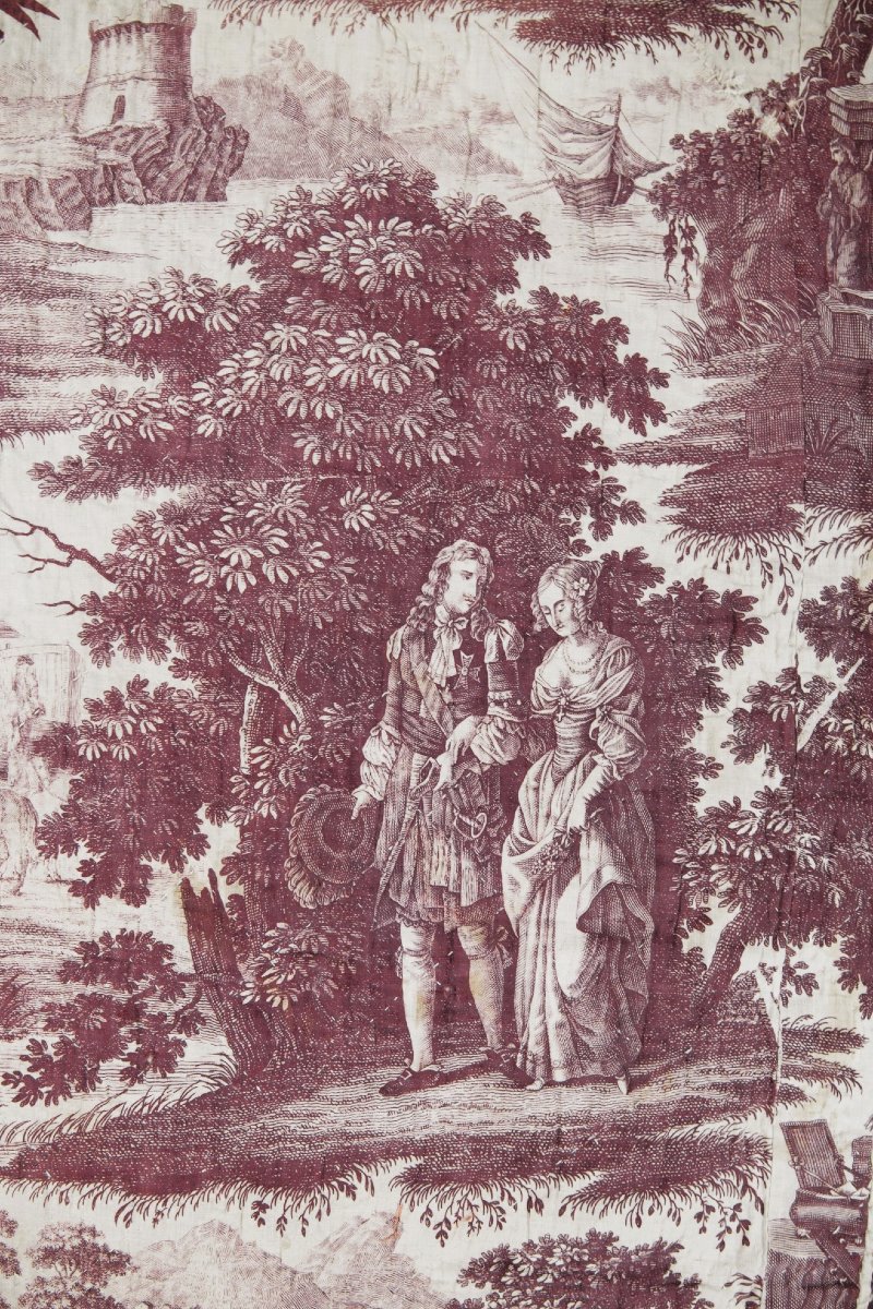 Courtepointe en Toile de Nantes – Louis XIV et Madame de La Vallière - Petitpierre C. 1815-photo-3