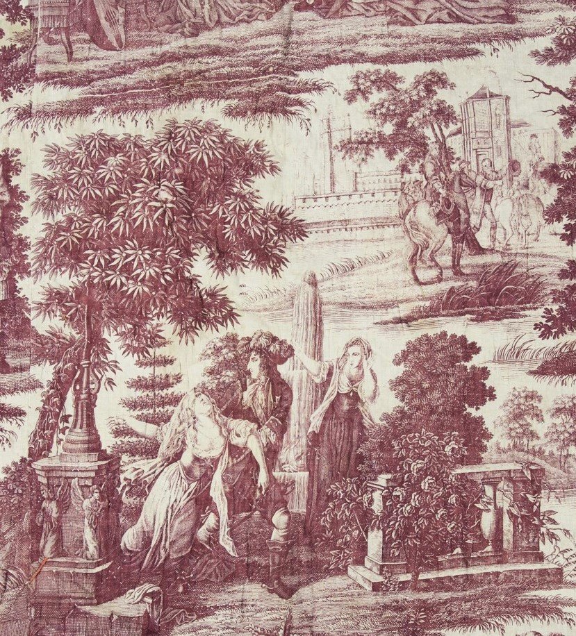 Courtepointe en Toile de Nantes – Louis XIV et Madame de La Vallière - Petitpierre C. 1815-photo-4