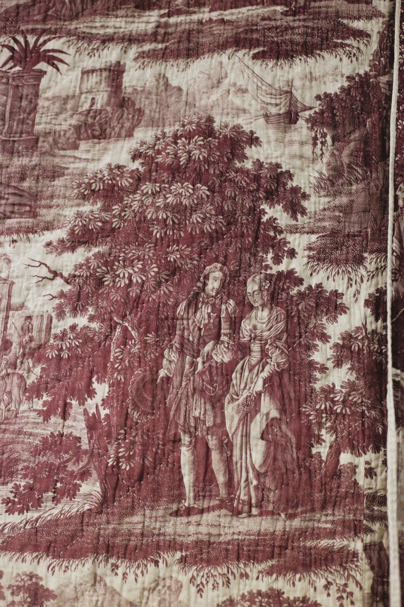 Courtepointe en Toile de Nantes – Louis XIV et Madame de La Vallière - Petitpierre C. 1815-photo-5