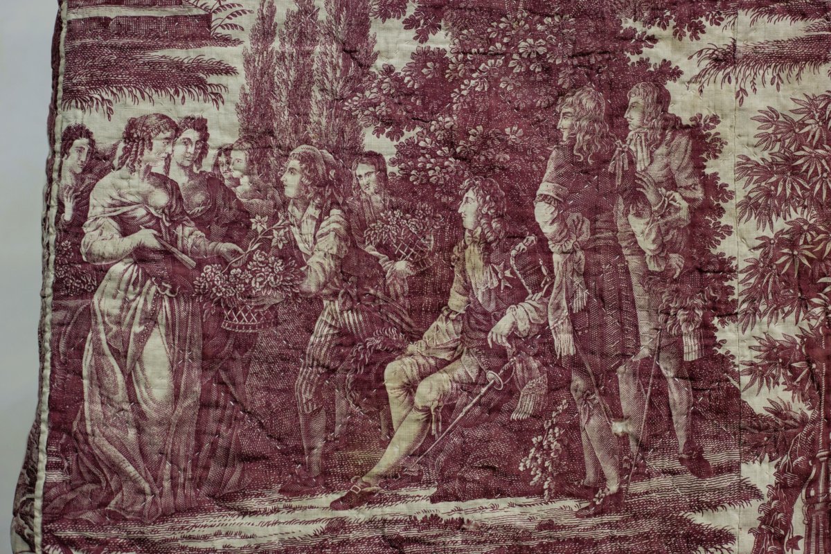 Courtepointe en Toile de Nantes – Louis XIV et Madame de La Vallière - Petitpierre C. 1815-photo-7