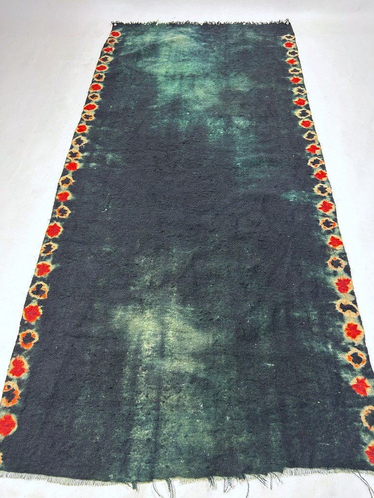 Berber Wool Shawl In Indigo And Tie-dye - Southern Tunisia, Circa 1900-photo-1