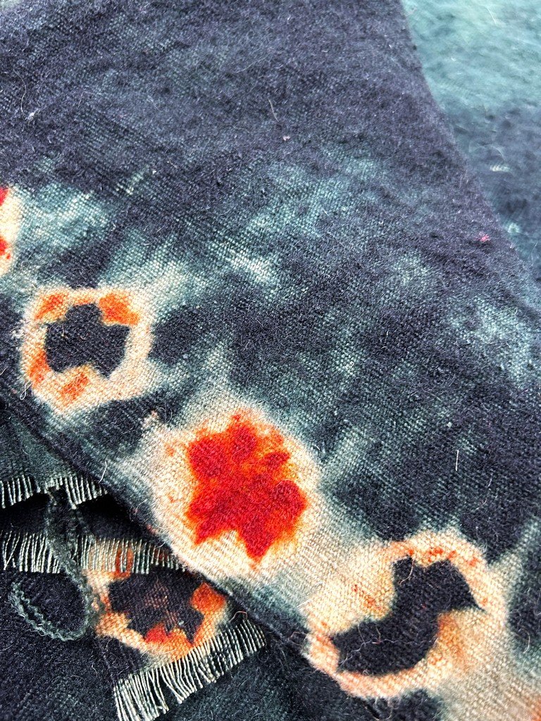 Berber Wool Shawl In Indigo And Tie-dye - Southern Tunisia, Circa 1900-photo-4