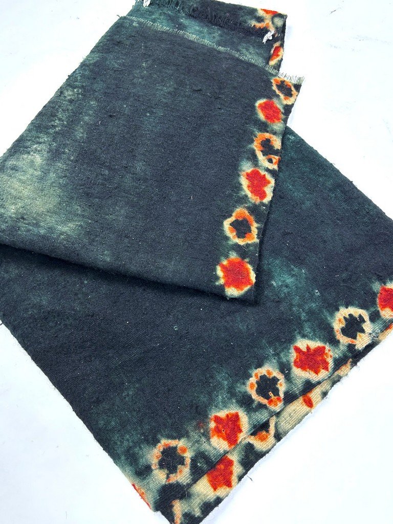 Berber Wool Shawl In Indigo And Tie-dye - Southern Tunisia, Circa 1900-photo-6