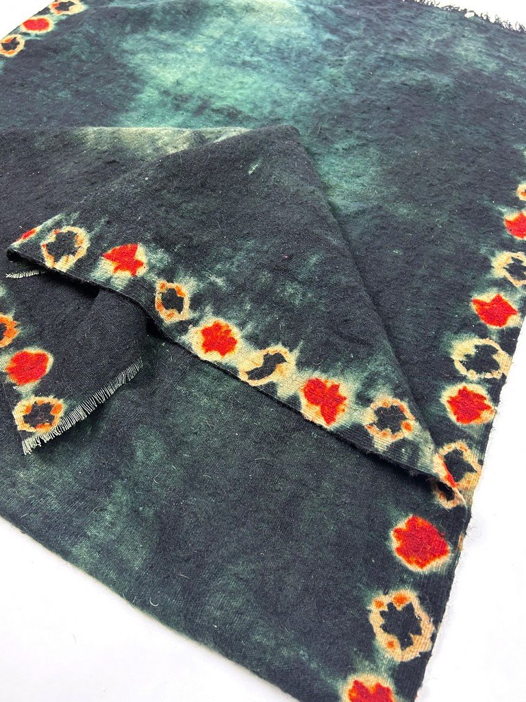 Berber Wool Shawl In Indigo And Tie-dye - Southern Tunisia, Circa 1900