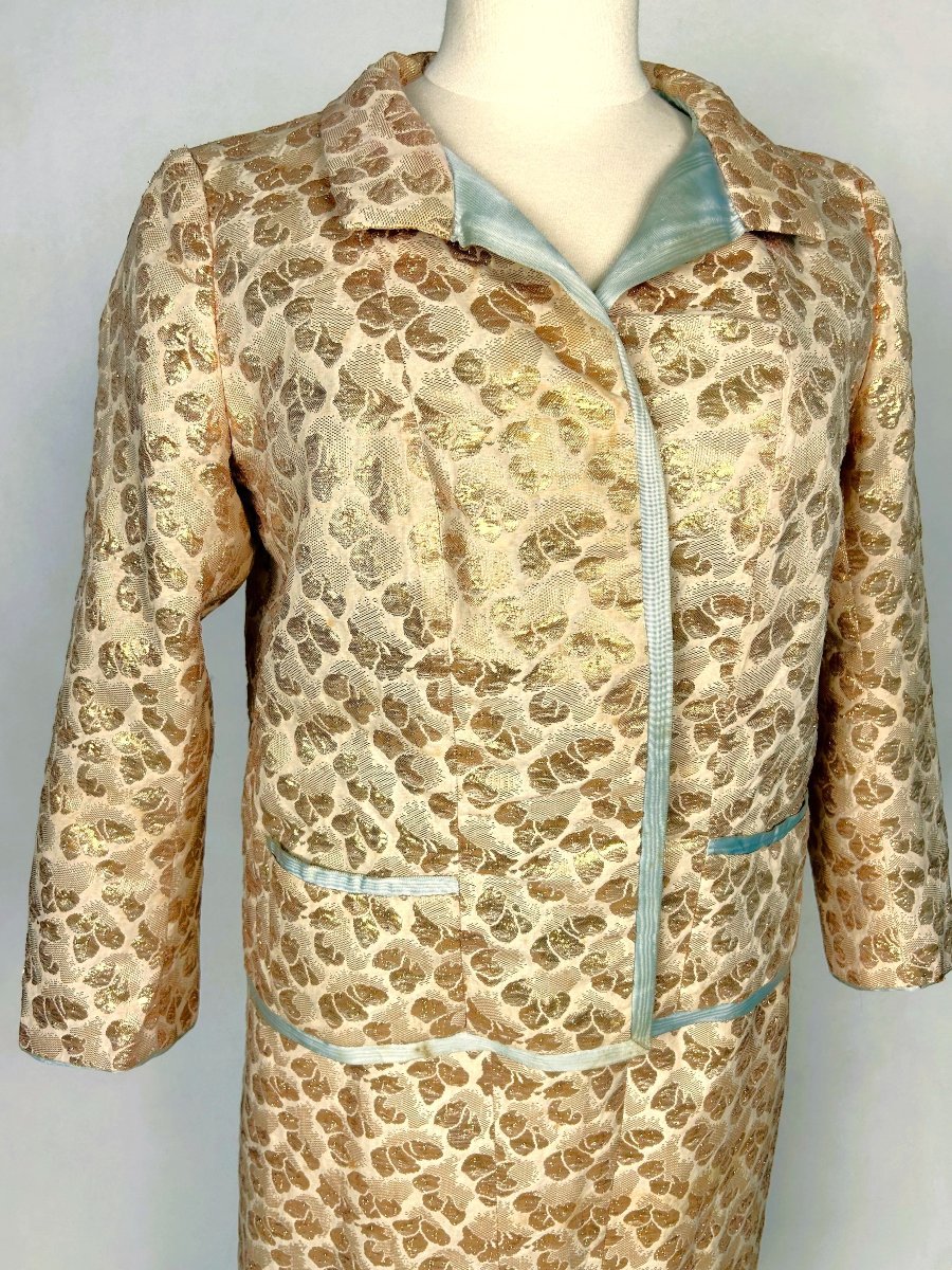 Tailleur-jupe de Gabrielle Chanel HC n°07412 en lamé cloqué or de la maison Bucol - AH 1958-59-photo-3