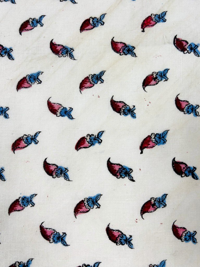 Fichu en Indienne aux piments - impression à la Planche de bois sur coton des Indes Circa 1800-photo-2