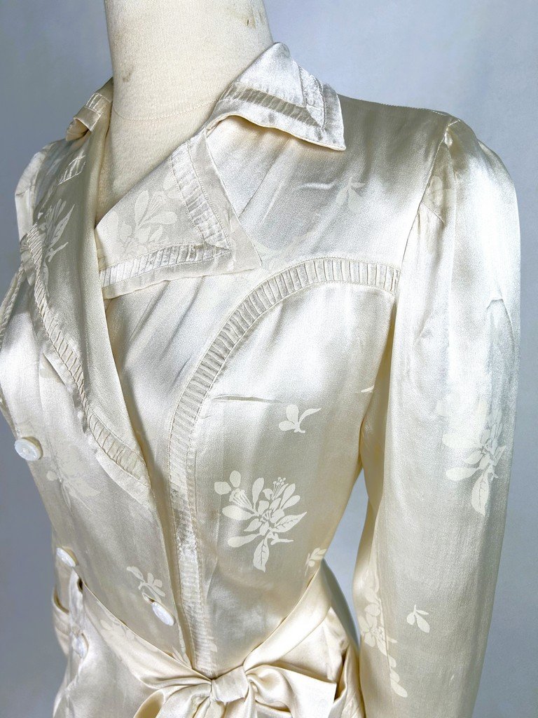 Pyjama du soir en satin Duchesse imprimé de la Maison Paquin - France Circa 1930 -photo-3