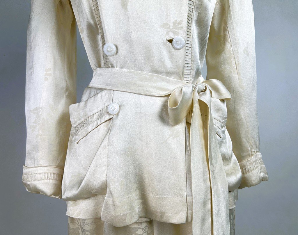 Pyjama du soir en satin Duchesse imprimé de la Maison Paquin - France Circa 1930 -photo-1