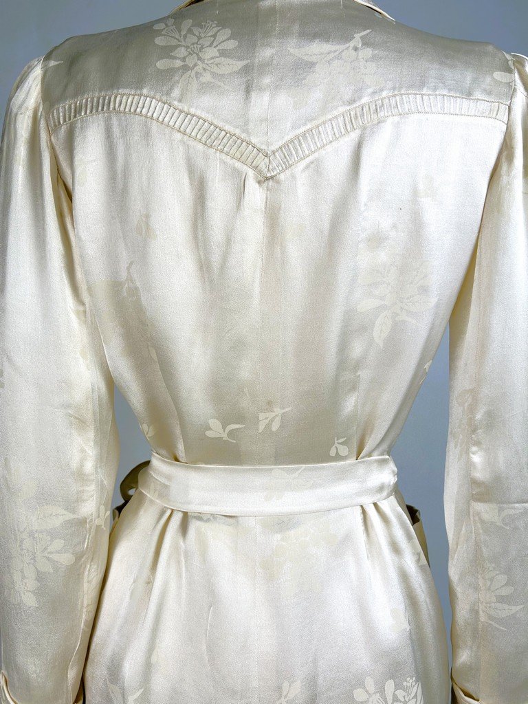 Pyjama du soir en satin Duchesse imprimé de la Maison Paquin - France Circa 1930 -photo-5