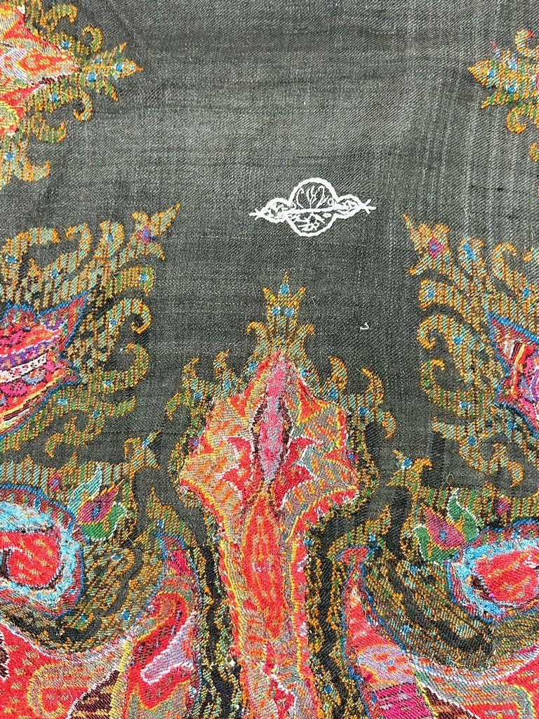 Châle des Indes espoliné par les Kashmiri dit Rumal - Indes pour l'export en France Circa 1880-photo-3