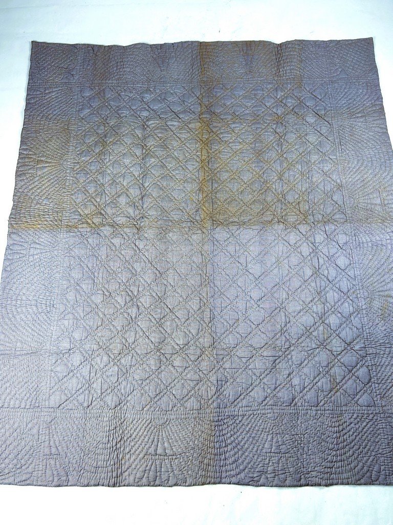 Courtepointe matelassée en chintz glacé - France ou Provence Circa 1850-photo-7