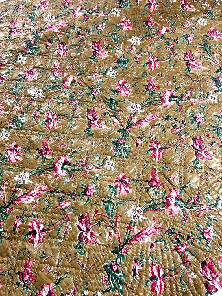 Courtepointe matelassée en chintz glacé - France ou Provence Circa 1850