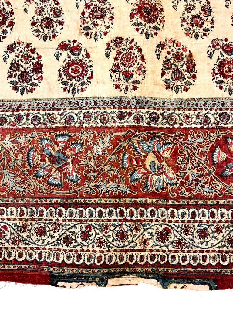 Châle carré en kalamkari toile peinte - Indes pour la Perse Circa 1800-1850-photo-2