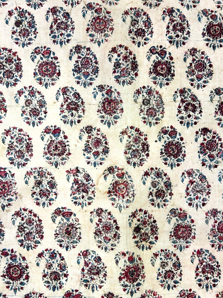 Châle carré en kalamkari toile peinte - Indes pour la Perse Circa 1800-1850-photo-2