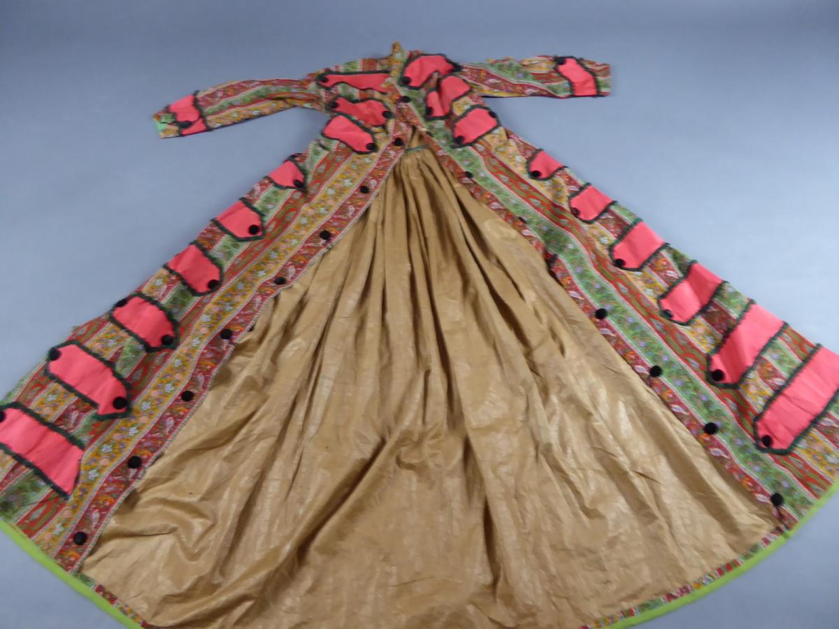 Crinoline Interior Dress In Printed Challis Circa 1860-photo-5