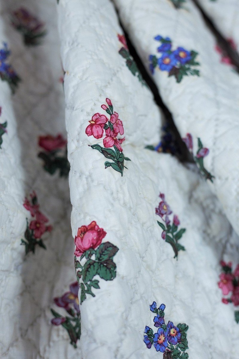 Pique Skirt In Percale Printed With Bouquets - Marseille Provence Circa 1840-photo-6