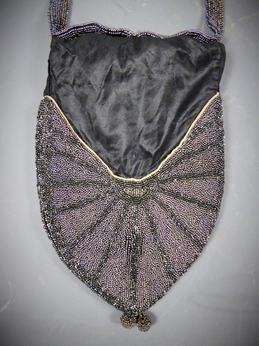 Art Deco Reticle In Taffeta And Marcasite Beads Circa 1925-photo-5