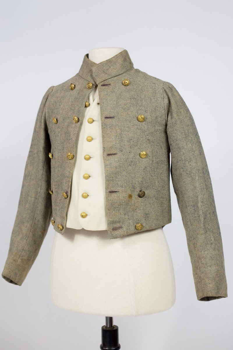 Frac & Boy's Vest In Heathered Indigo Wool - France Circa 1880-1900-photo-6