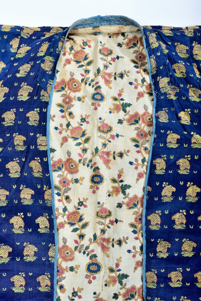 Veste Kadjar En Lampas Broché Et Indienne - Perse XIXe Siècle-photo-3