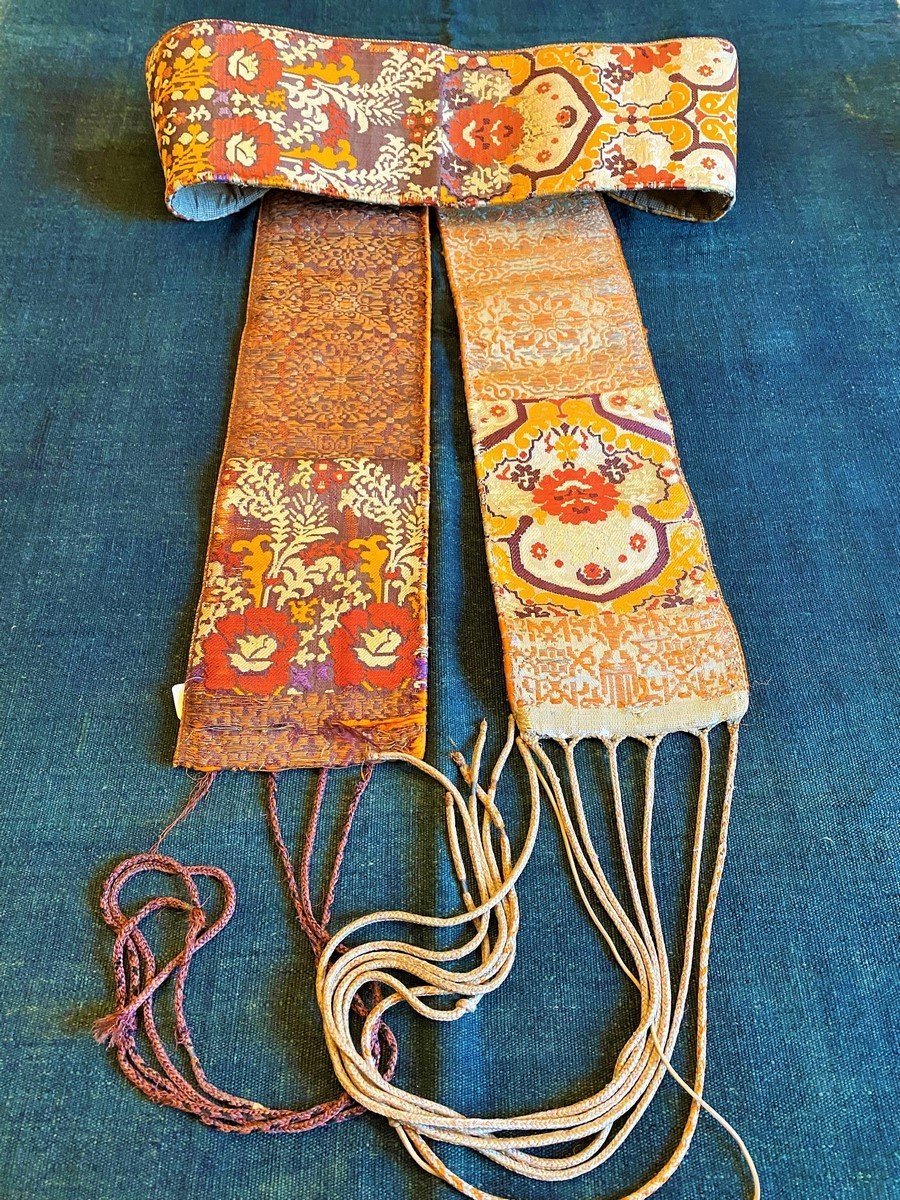 Fez Belt In Brocatelle And Brocade Lined With Rouennerie - Morocco Late 18th Or Early 19th-photo-4
