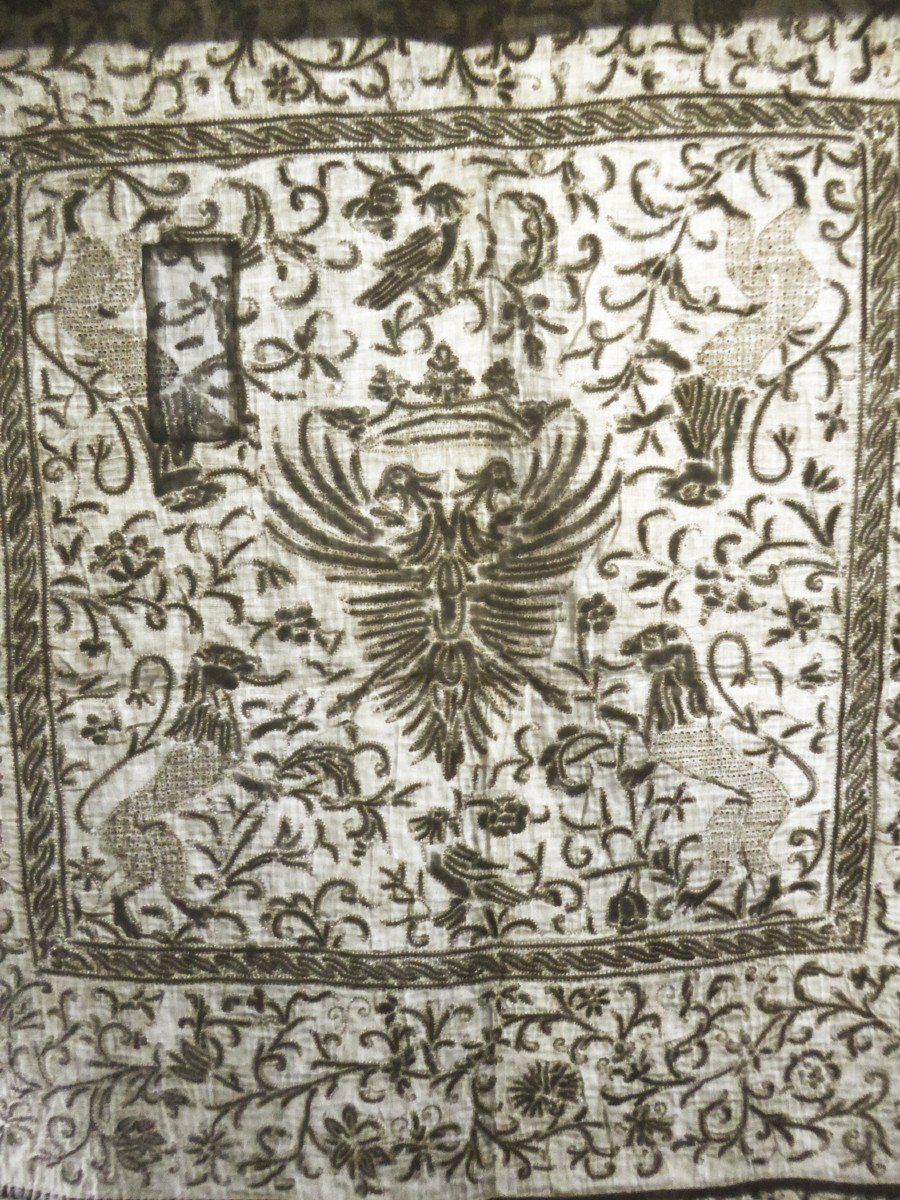 Boutis En Broderie De Marseille - Petassoun à Double Tête d'Oiseau De Paradis Provence Fin XVII-photo-3