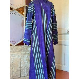 A Large Glazed Indigo Tour Ottoman Kaftan Circa 1900