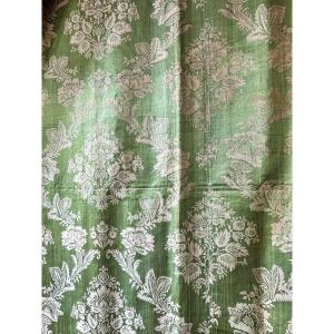 Silk Lampas Green-yellow Marbled Satin Background - Lyon Or Tours Circa 1770