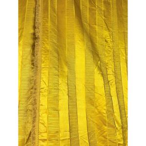 Second Curtain First Empire In Daffodil Yellow Satin Gourgouran - France Circa 1810