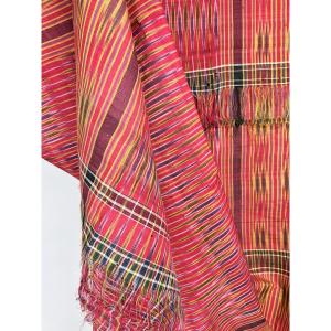 Grande serviette en Ikat de soie d'Alep ou de Damas - Empire Ottoman XIXe siècle