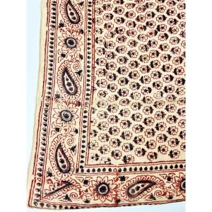 Fichu de Sanganer imprimé à la planche de bois - Indes Circa 1900
