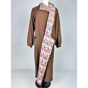 Manteau en crêpe de laine brodé au Cornely, doublure imprimé de l'Atelier Martine - France 1920