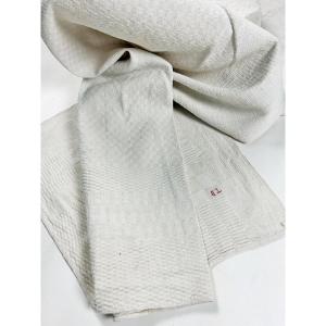 Rustic Basin Tablecloth, Marked Tb - France, Late 18th Or Early 19th Century