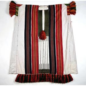 Blouse En Coton Brodé, Rubans de Soie Et Pompons de Soie Floche - Tunisie Circa 1950