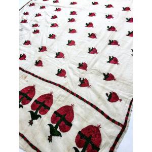 Châle nuptial "Abochini", coton brodé de soie floche - Sindh Indes Circa 1900